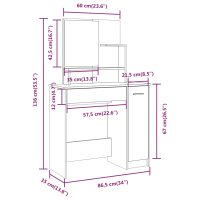 vidaXL Sminkbord svart 86,5x35x136 cm - Bild 9