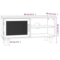 vidaXL Tv-bänk svart 80x30x40 cm massiv furu och naturlig rotting - Bild 8