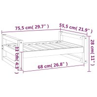 vidaXL Hundbädd vit 75,5x55,5x28 massiv furu - Bild 8