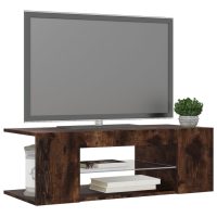 vidaXL Tv-bänk med LED-belysning rökfärgad ek 90x39x30 cm - Bild 7