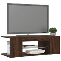 vidaXL Tv-bänk med LED-belysning brun ek 90x39x30 cm - Bild 7