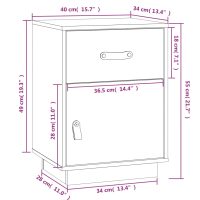 vidaXL Sängbord 2 st vit 40x34x55 cm massiv furu - Bild 11