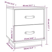 vidaXL Sängbord 2 st svart 40x34x45 cm massiv furu - Bild 11