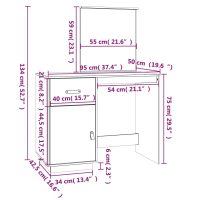 vidaXL Sminkbord Grå 95x50x134 cm massiv furu - Bild 10