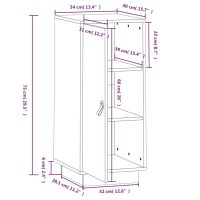 vidaXL Skåp vit 34x40x75 cm massiv furu - Bild 11