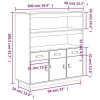 vidaXL Högskåp grå 100x40x108,5 cm massiv furu - Bild 12