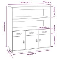 vidaXL Högskåp grå 100x40x108,5 cm massiv furu - Bild 9