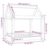 vidaXL Hundbädd grå 71x55x70 cm massiv furu - Bild 8