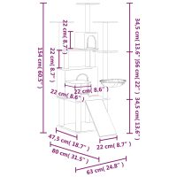 vidaXL Klösträd med sisalpelare ljusgrå 154 cm - Bild 7