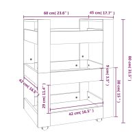 vidaXL Köksvagn rökfärgad ek 60x45x80 cm konstruerat trä - Bild 8