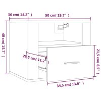 vidaXL Väggmonterade sängbord svart 50x36x40 cm - Bild 10