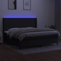 vidaXL Ramsäng med madrass & LED svart 200x200 cm tyg - Bild 3