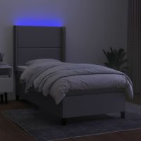 vidaXL Ramsäng med madrass & LED ljusgrå 100x200 cm tyg - Bild 3