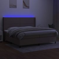 vidaXL Ramsäng med madrass & LED taupe 200x200 cm tyg - Bild 3