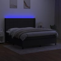 vidaXL Ramsäng med madrass & LED svart 180x200 cm tyg - Bild 3