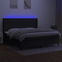 vidaXL Ramsäng med madrass & LED svart 200x200 cm tyg - Bild 3