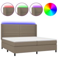 vidaXL Ramsäng med madrass & LED taupe 200x200 cm tyg - Bild 2