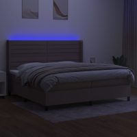 vidaXL Ramsäng med madrass & LED taupe 200x200 cm tyg - Bild 3