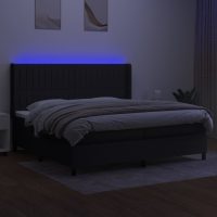 vidaXL Ramsäng med madrass & LED svart 200x200 cm tyg - Bild 3