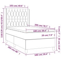 vidaXL Ramsäng med madrass & LED mörkgrå 100x200 cm tyg - Bild 8