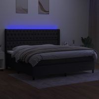 vidaXL Ramsäng med madrass & LED svart 200x200 cm tyg - Bild 3