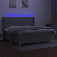 vidaXL Ramsäng med madrass & LED ljusgrå 200x200 cm tyg - Bild 3