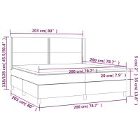 vidaXL Ramsäng med madrass & LED grå 200x200 cm konstläder - Bild 8