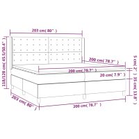 vidaXL Ramsäng med madrass & LED grå 200x200 cm konstläder - Bild 8