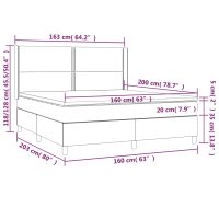 vidaXL Ramsäng med madrass & LED ljusgrå 160x200 cm sammet - Bild 8