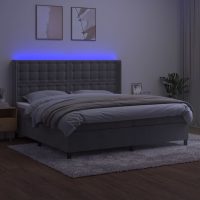 vidaXL Ramsäng med madrass & LED ljusgrå 200x200 cm sammet - Bild 3