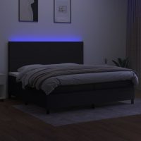 vidaXL Ramsäng med madrass & LED svart 200x200 cm tyg - Bild 4