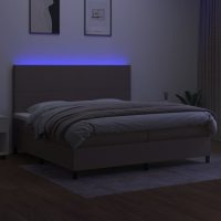 vidaXL Ramsäng med madrass & LED taupe 200x200 cm tyg - Bild 4