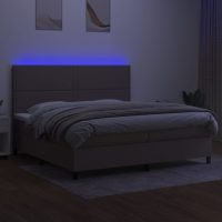 vidaXL Ramsäng med madrass & LED taupe 200x200 cm tyg - Bild 4