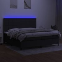 vidaXL Ramsäng med madrass & LED svart 200x200 cm tyg - Bild 4