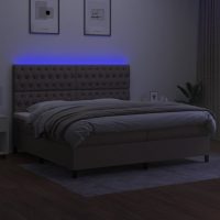 vidaXL Ramsäng med madrass & LED taupe 200x200 cm tyg - Bild 4