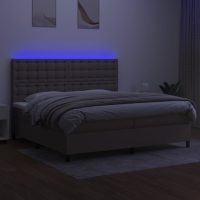 vidaXL Ramsäng med madrass & LED taupe 200x200 cm tyg - Bild 4