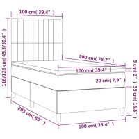 vidaXL Ramsäng med madrass & LED mörkgrå 100x200 cm sammet - Bild 8