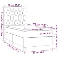 vidaXL Ramsäng med madrass & LED ljusgrå 90x190 cm sammet - Bild 8