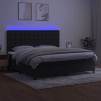 vidaXL Ramsäng med madrass & LED svart 200x200 cm sammet - Bild 4