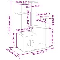 vidaXL Klösträd med sisalpelare gräddvit 107,5 cm - Bild 7