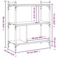 vidaXL Bokhylla 3 hyllplan sonoma-ek 76x32x88 cm konstruerat trä - Bild 9