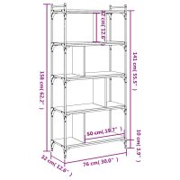 vidaXL Bokhylla 5 hyllplan brun ek 76x32x158 cm konstruerat trä - Bild 9