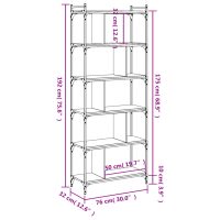 vidaXL Bokhylla 6 hyllplan sonoma-ek 76x32x192 cm konstruerat trä - Bild 9