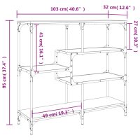 vidaXL Avlastningsbord rökfärgad ek 103x32x95 cm konstruerat trä - Bild 9