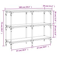 vidaXL Avlastningsbord rökfärgad ek 100x29x75 cm konstruerat trä - Bild 9