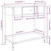 vidaXL Avlastningsbord grå sonoma-ek 75x34,5x75 cm konstruerat trä - Bild 11