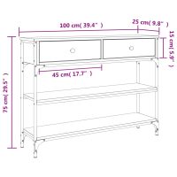 vidaXL Avlastningsbord svart 100x25x75 cm konstruerat trä - Bild 11