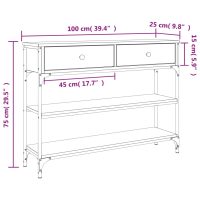 vidaXL Avlastningsbord rökfärgad ek 100x25x75 cm konstruerat trä - Bild 11