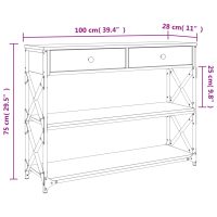 vidaXL Avlastningsbord brun ek 100x28x75 cm konstruerat trä - Bild 11