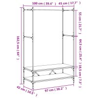 vidaXL Klädställning med hyllor brun ek konstruerat trä - Bild 9